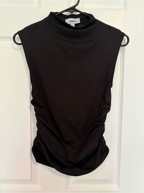 Jason Wu Black Sleeveless Mockneck Ruched Camisole
